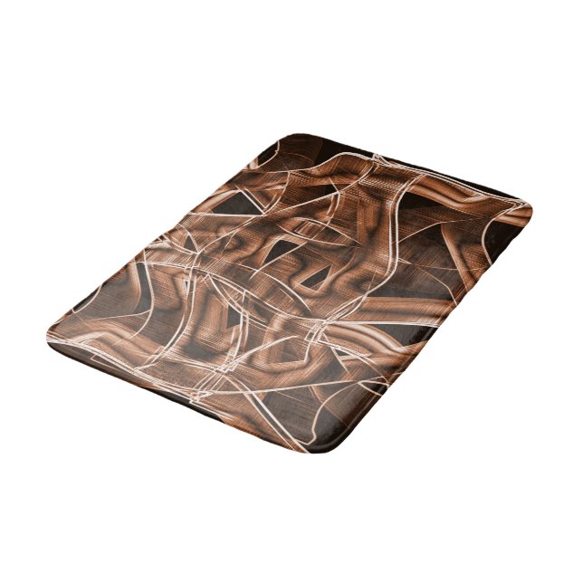 Overlapping curves in ribbon shapes, brown relief bath mat (Angled)
