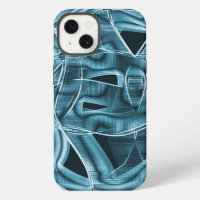 Overlapping curves in tape shape, blue neon relief