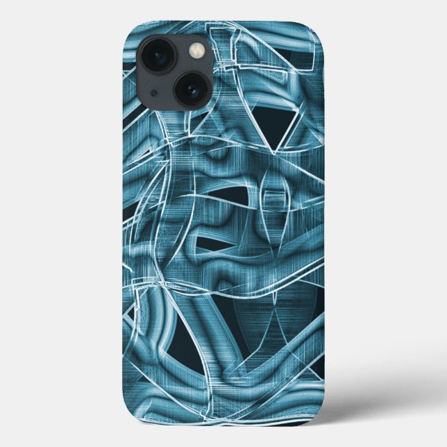Overlapping curves like ribbon, blue neon relief Case-Mate iPhone case (Back)