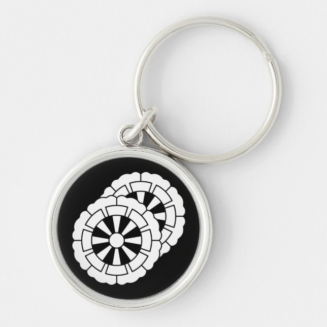 Overlapping flower-shaped Genji carts Key Ring (Front)
