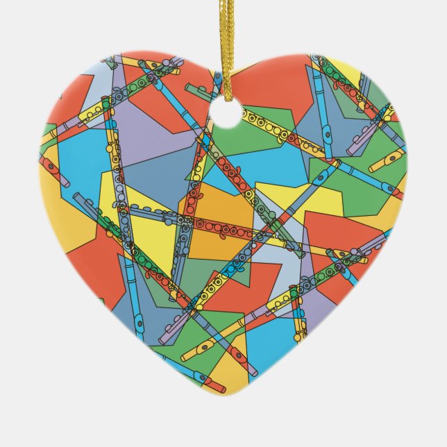 Overlapping Flutes  Ceramic Tree Decoration (Front)