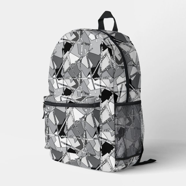 Overlapping Flutes Monocromatic  Printed Backpack (Back Corner Right)