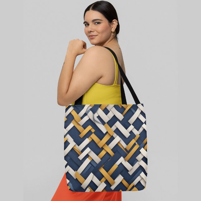 Overlapping geometric shapes diagonal pattern tote bag (Creator Uploaded)
