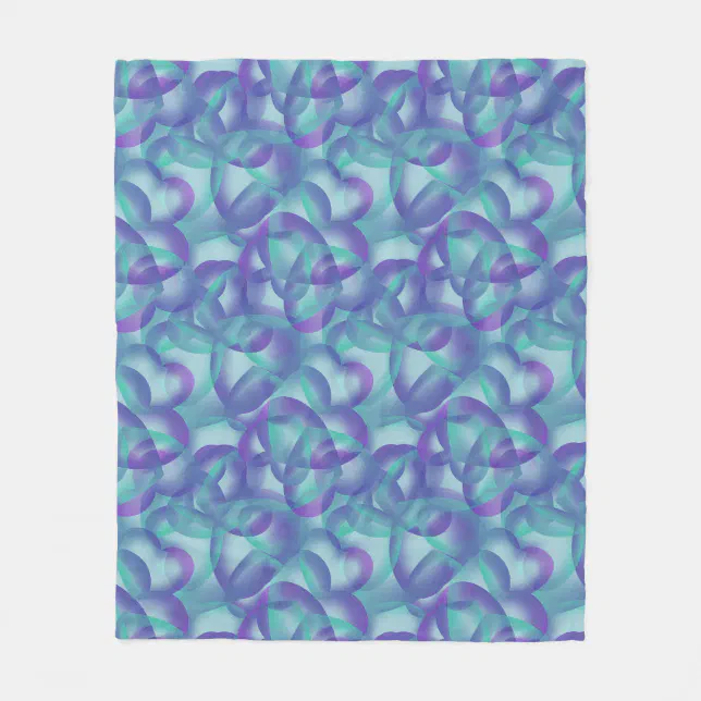 Overlapping Hearts Abstract In Purple Aqua Pattern Fleece Blanket | Zazzle