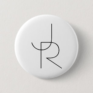 Overlapping Initials   Black On White 6 Cm Round Badge