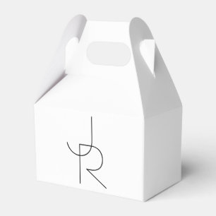 Overlapping Initials   Black On White Favour Box