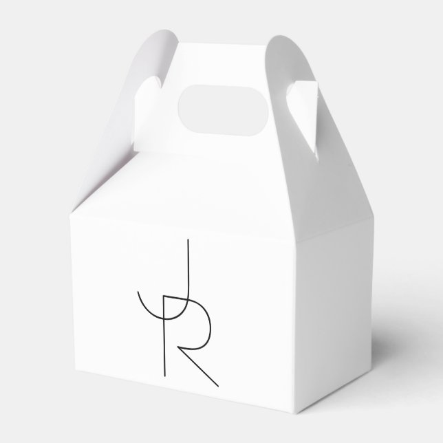 Overlapping Initials | Black On White Favour Box (Front Side)