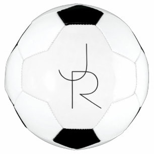Overlapping Initials   Black On White Football