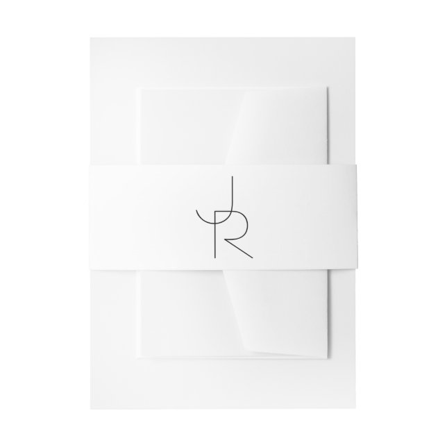 Overlapping Initials | Black On White Invitation Belly Band (Front Example)