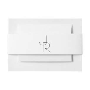 Overlapping Initials   Black On White Invitation Belly Band