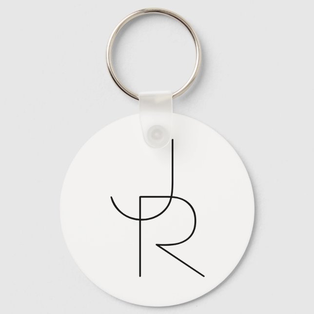 Overlapping Initials | Black On White Key Ring (Front)