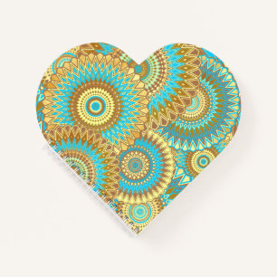 Overlapping Mandala Blue Brown Gold Notebook