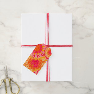 Overlapping Mandala Orange Pink Yellow Gift Tags
