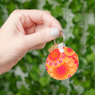 Overlapping Mandala Orange Pink Yellow Key Ring