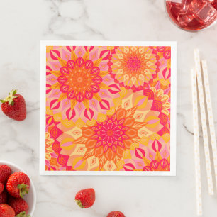 Overlapping Mandala Orange Pink Yellow Napkin