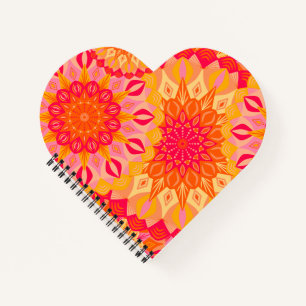 Overlapping Mandala Orange Pink Yellow Notebook