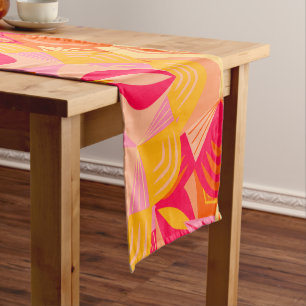 Overlapping Mandala Orange Pink Yellow Short Table Runner