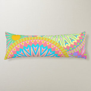 Overlapping Mandala Pink Blue Yellow Mint Purple Body Cushion