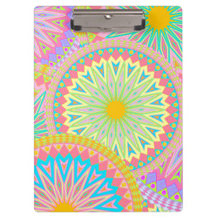 Overlapping Mandala Pink Blue Yellow Mint Purple Clipboard