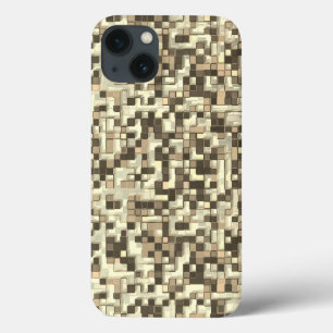 Overlapping mini squares in tones beige to brown iPhone 13 case