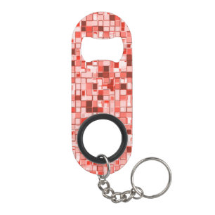 Overlapping mini squares, tones of red or coral