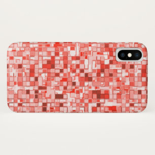 Overlapping mini squares, tones of red or coral iPhone x case