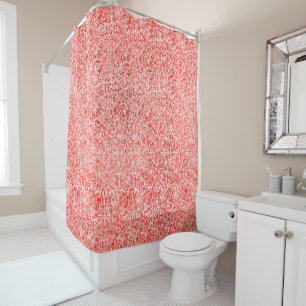 Overlapping mini squares, tones of red or coral shower curtain