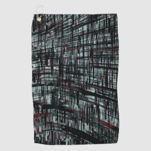 Overlapping narrow, linear cutouts intersecting on golf towel