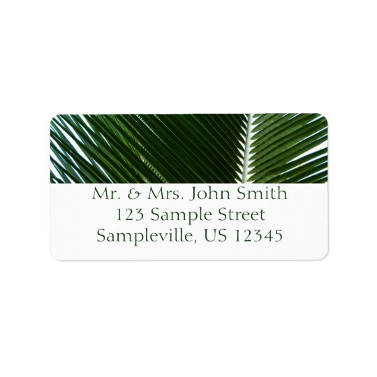 Overlapping Palm Fronds Tropical Green Abstract Address Label