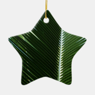Overlapping Palm Fronds Tropical Green Abstract Ceramic Tree Decoration