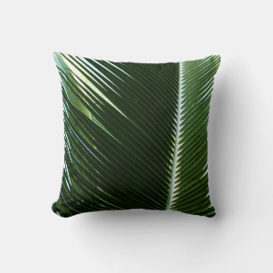Overlapping Palm Fronds Tropical Green Abstract Cushion