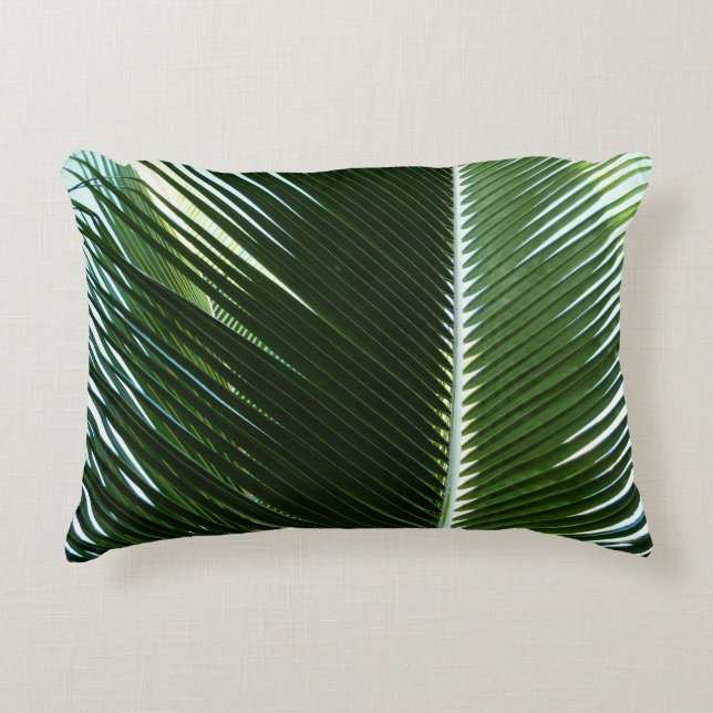 Overlapping Palm Fronds Tropical Green Abstract Decorative Cushion (Front)