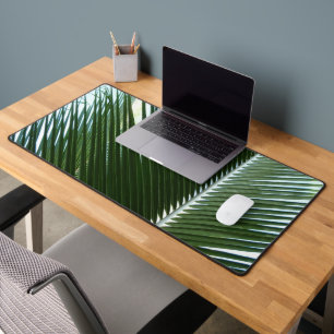 Overlapping Palm Fronds Tropical Green Abstract Desk Mat