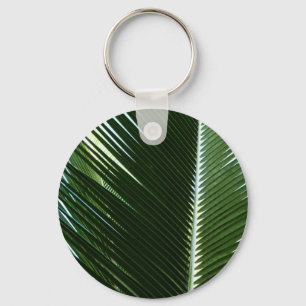 Overlapping Palm Fronds Tropical Green Abstract Key Ring
