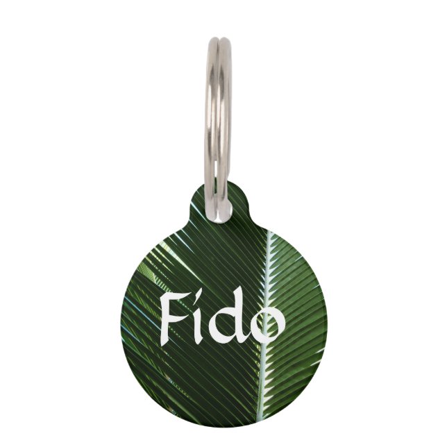 Overlapping Palm Fronds Tropical Green Abstract Pet Tag (Front)