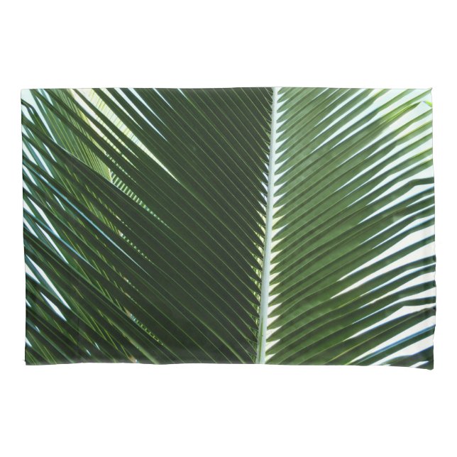 Overlapping Palm Fronds Tropical Green Abstract Pillowcase (Front)