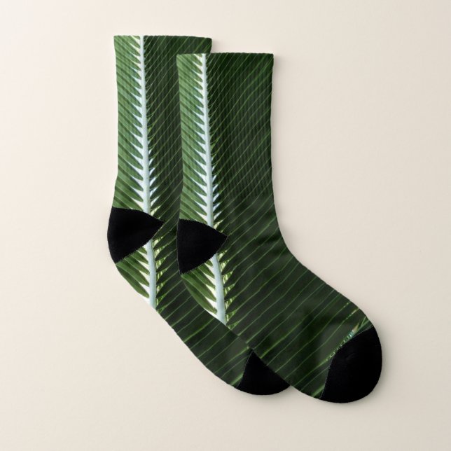 Overlapping Palm Fronds Tropical Green Abstract Socks (Pair)
