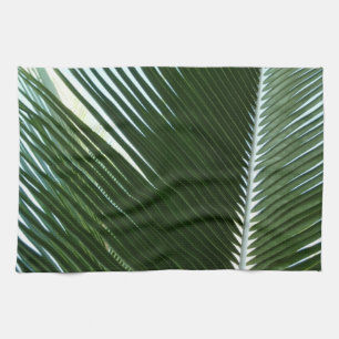 Overlapping Palm Fronds Tropical Green Abstract Tea Towel