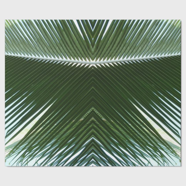 Overlapping Palm Fronds Tropical Green Abstract Wrapping Paper (Seam)