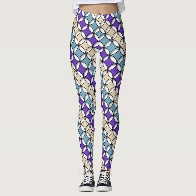 Overlapping Pastel Toned Circles Leggings (Front)