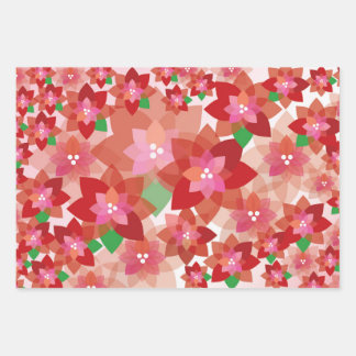 Overlapping Poinsettias Wrapping Paper Sheet