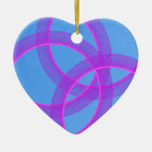 overlapping purple ring in blue background ceramic tree decoration