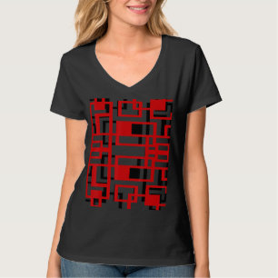 Overlapping Rectangles Red Black Geo Abstract T-Shirt