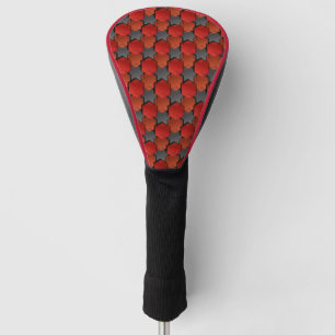Overlapping red hexagons and 'grey star' golf head cover