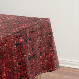 Overlapping red small squares paint-drenched tablecloth