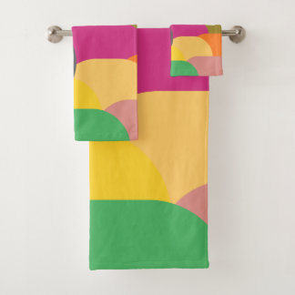 Overlapping scales circles pattern  bath towel set