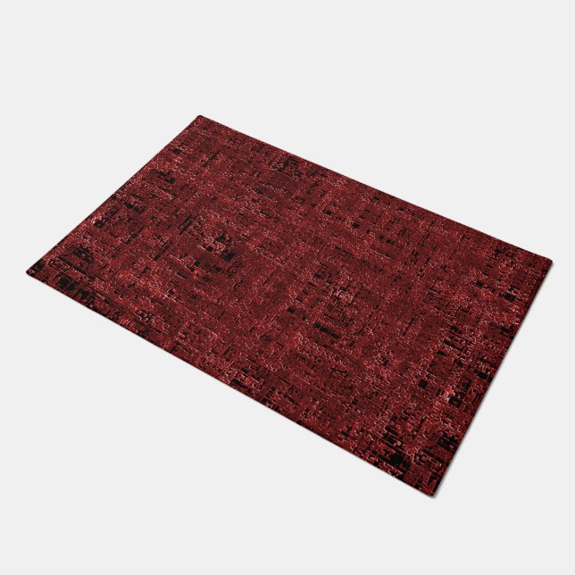 Overlapping small red squares soaked doormat (Angled)
