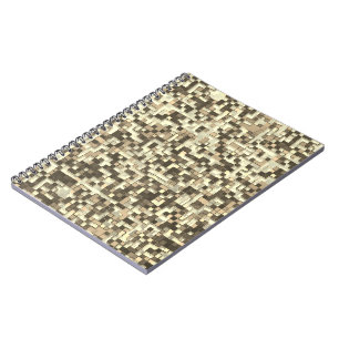 Overlapping small squares in tones of brown beige notebook