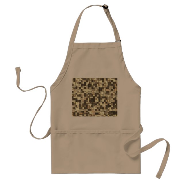 Overlapping small squares, tones of beige to brown standard apron (Front)