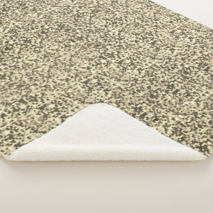 Overlapping small squares, tones of brown to beige sherpa blanket